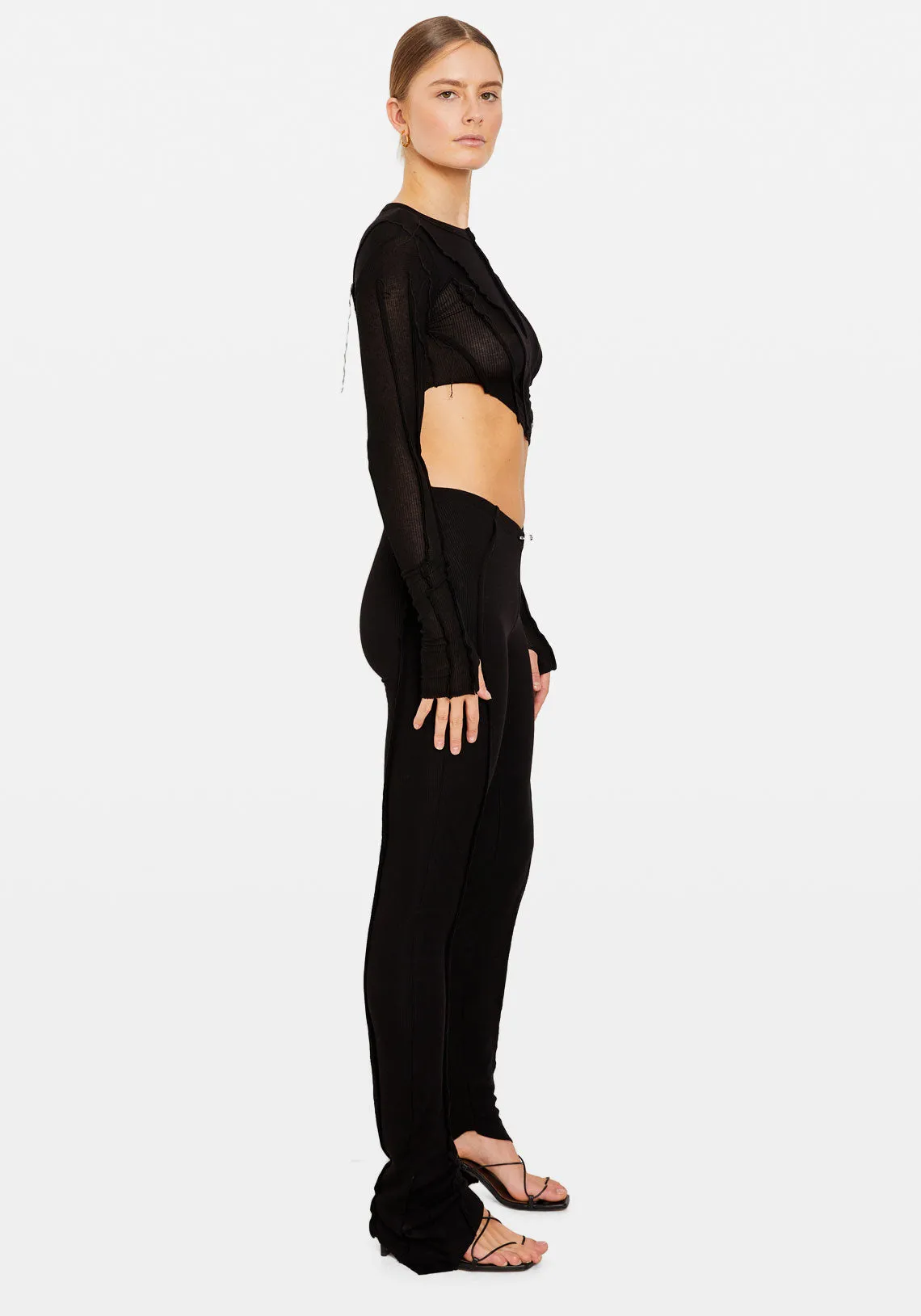 ASYMMETRIC LONG SLEEVE TEE BLACK