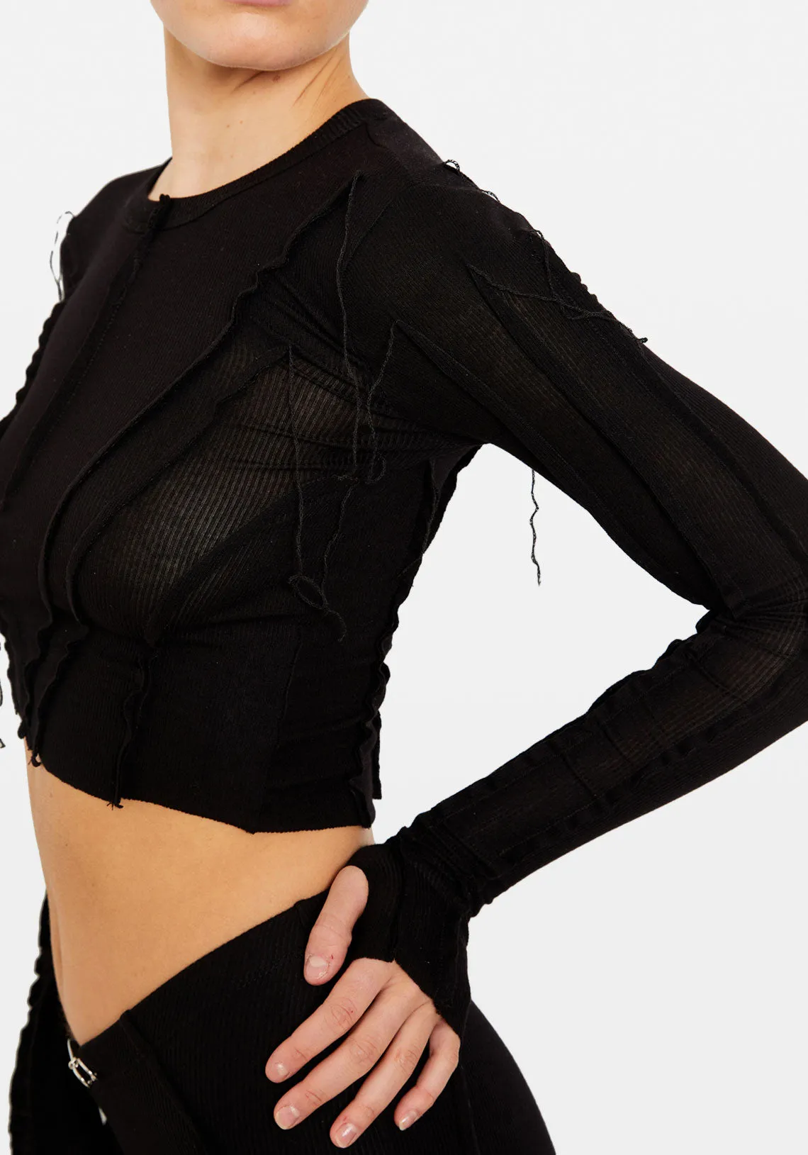 ASYMMETRIC LONG SLEEVE TEE BLACK