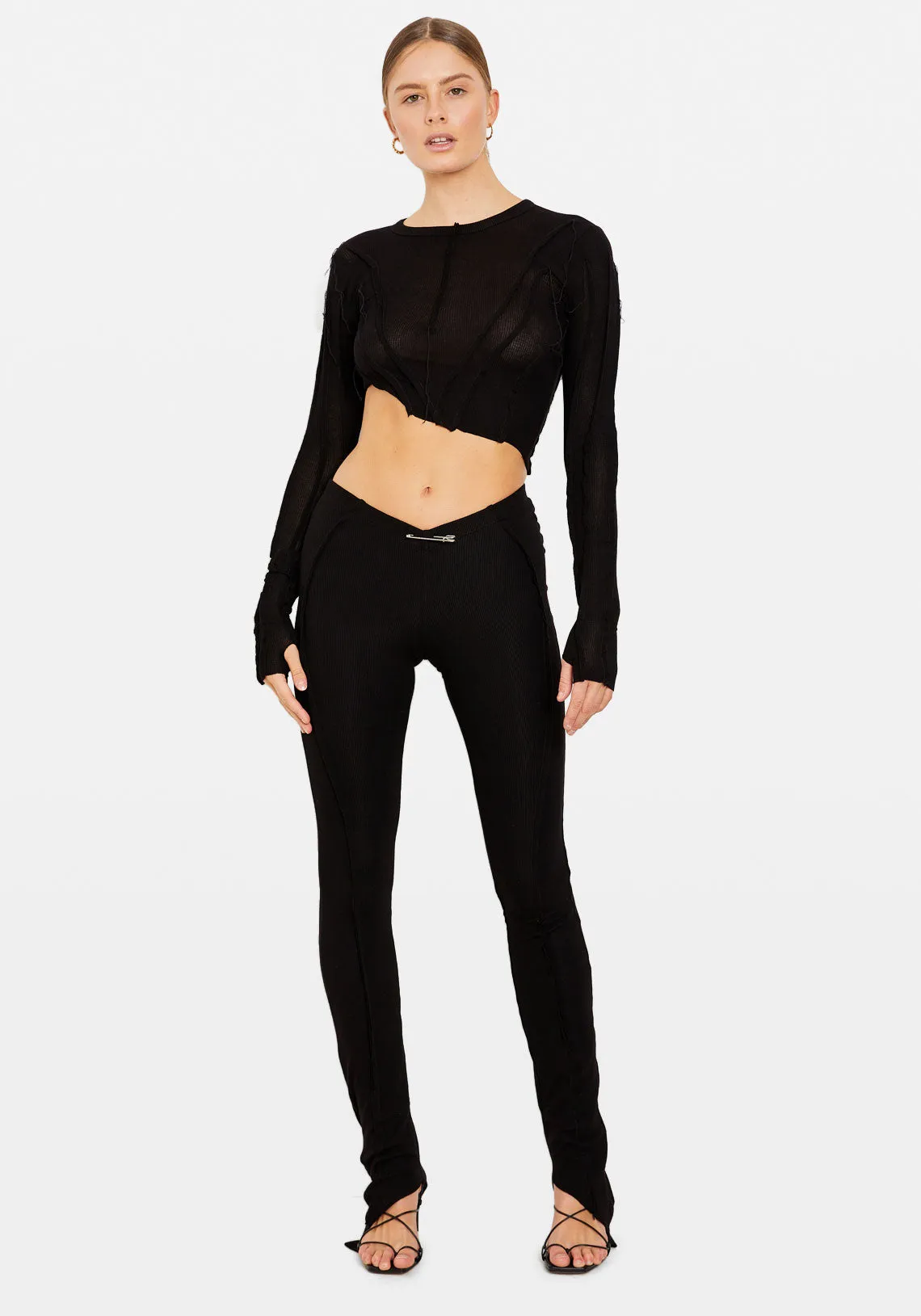 ASYMMETRIC LONG SLEEVE TEE BLACK