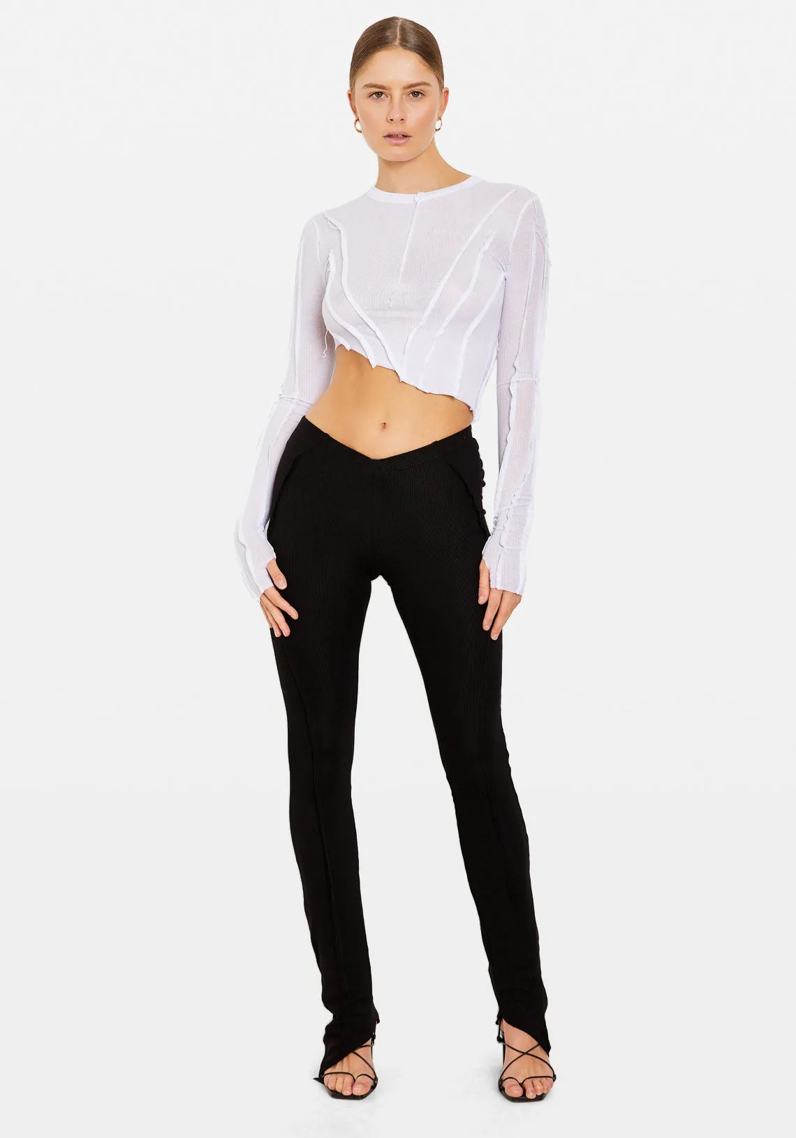 ASYMMETRIC LONG SLEEVE TEE WHITE