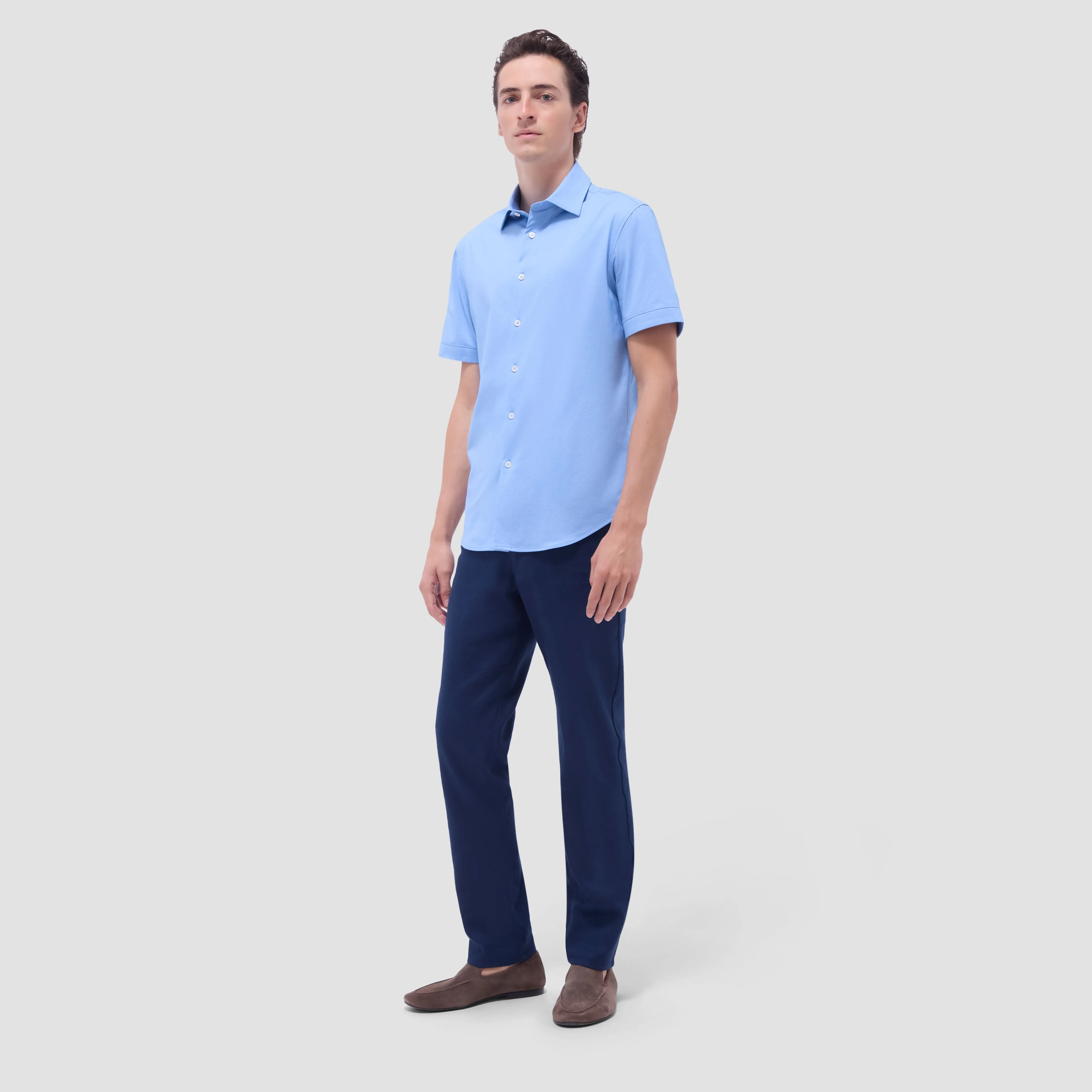 Myron Double-Sided Herringbone & Solid OoohCotton Short-Sleeve Shirt