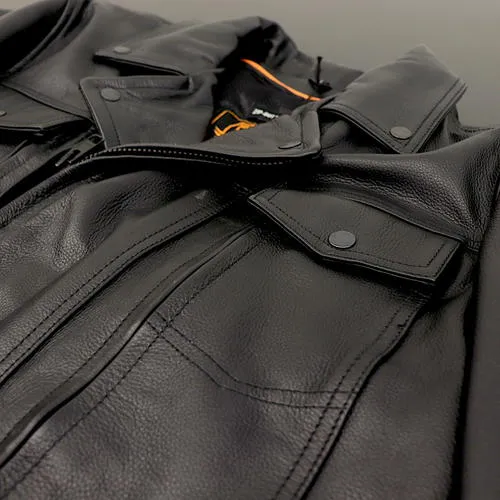 OPEN BOX OEM Milwaukee Leather Pistol Pete Leather Motorcycle Jacket | Black | Mens Size: XL | LKM1720-XLT Tall