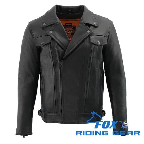 OPEN BOX OEM Milwaukee Leather Pistol Pete Leather Motorcycle Jacket | Black | Mens Size: XL | LKM1720-XLT Tall