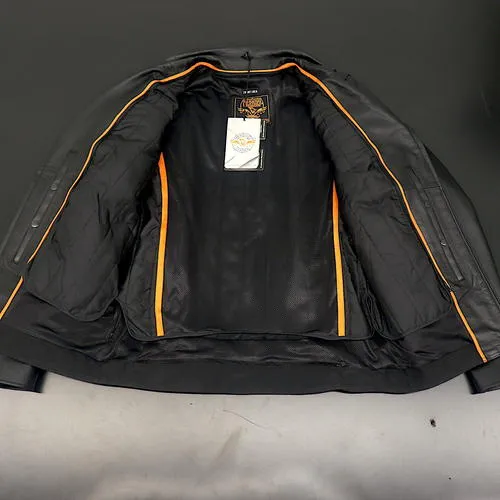 OPEN BOX OEM Milwaukee Leather Pistol Pete Leather Motorcycle Jacket | Black | Mens Size: XL | LKM1720-XLT Tall