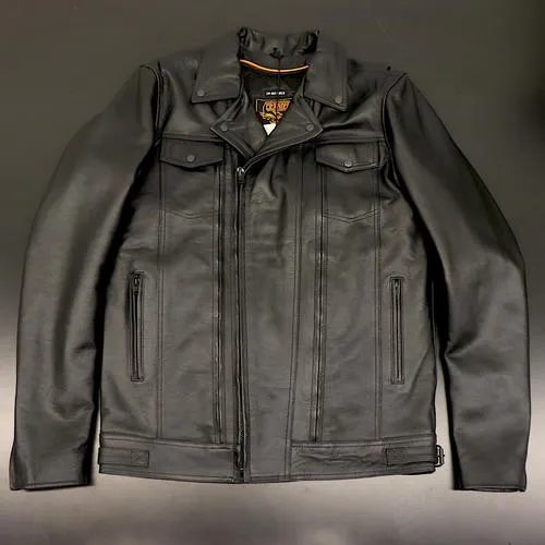OPEN BOX OEM Milwaukee Leather Pistol Pete Leather Motorcycle Jacket | Black | Mens Size: XL | LKM1720-XLT Tall