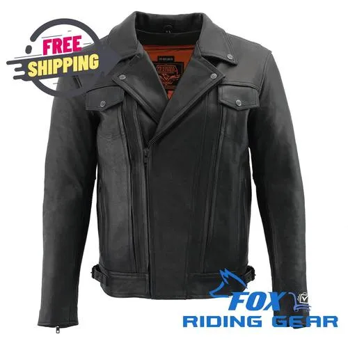 OPEN BOX OEM Milwaukee Leather Pistol Pete Leather Motorcycle Jacket | Black | Mens Size: XL | LKM1720-XLT Tall