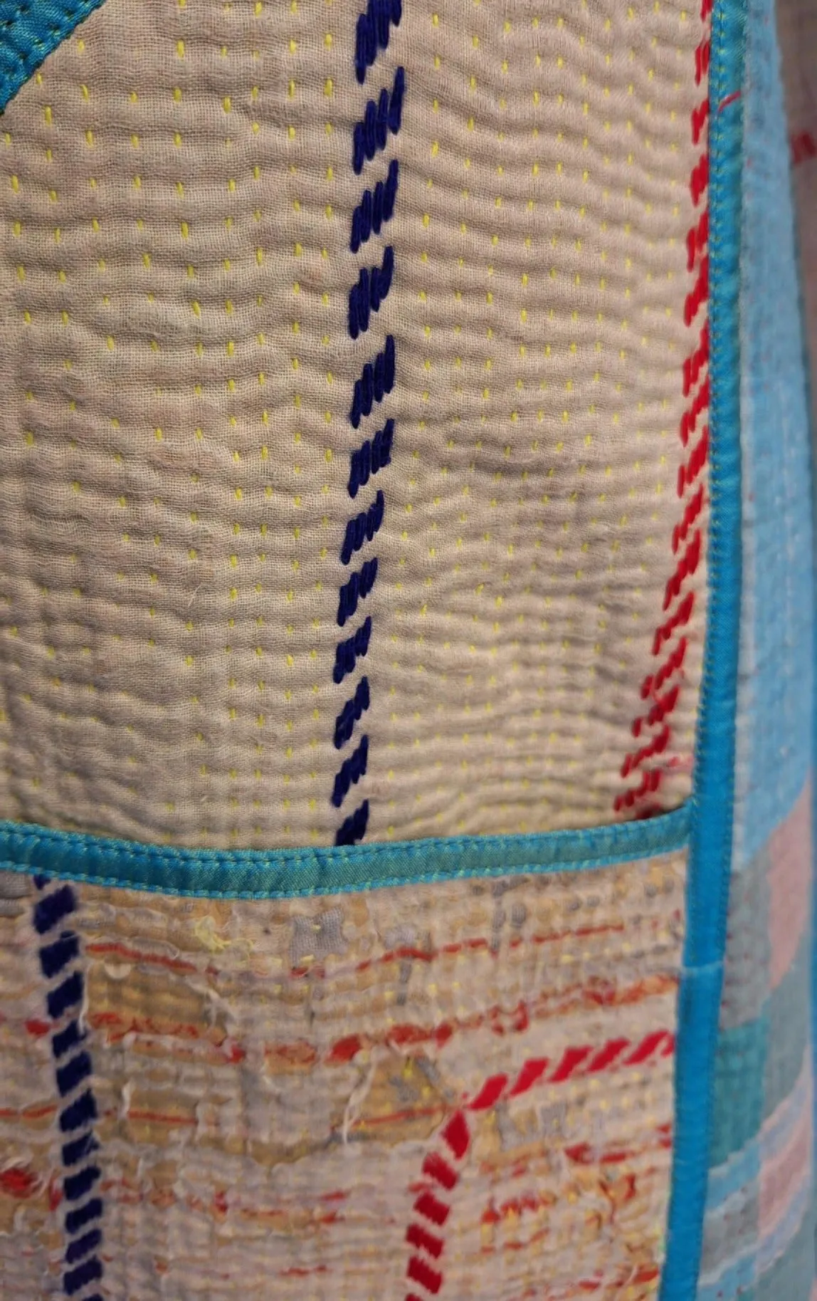 Reversible Cotton Vintage Kantha Stitched Coat - C