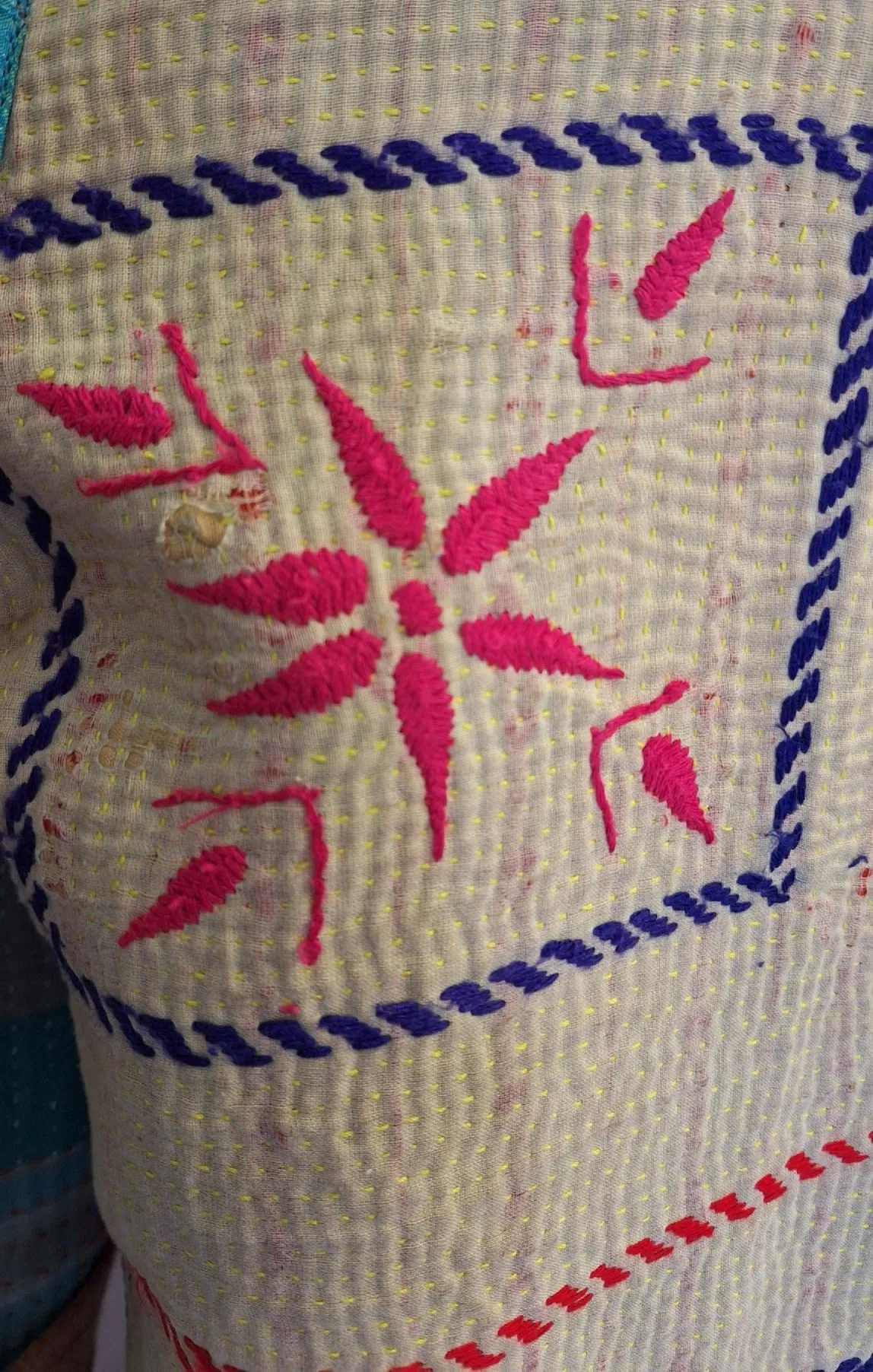 Reversible Cotton Vintage Kantha Stitched Coat - C