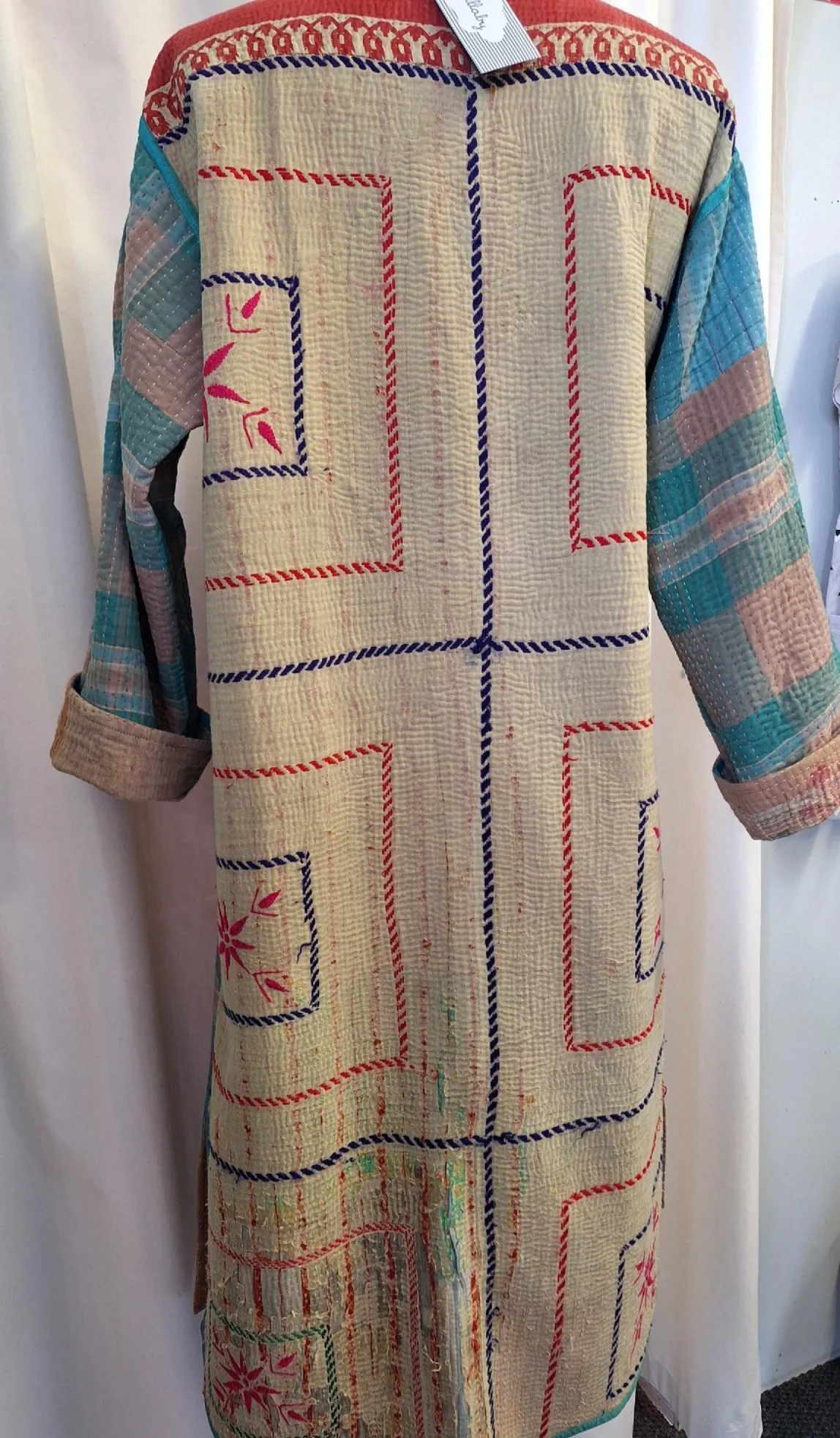 Reversible Cotton Vintage Kantha Stitched Coat - C