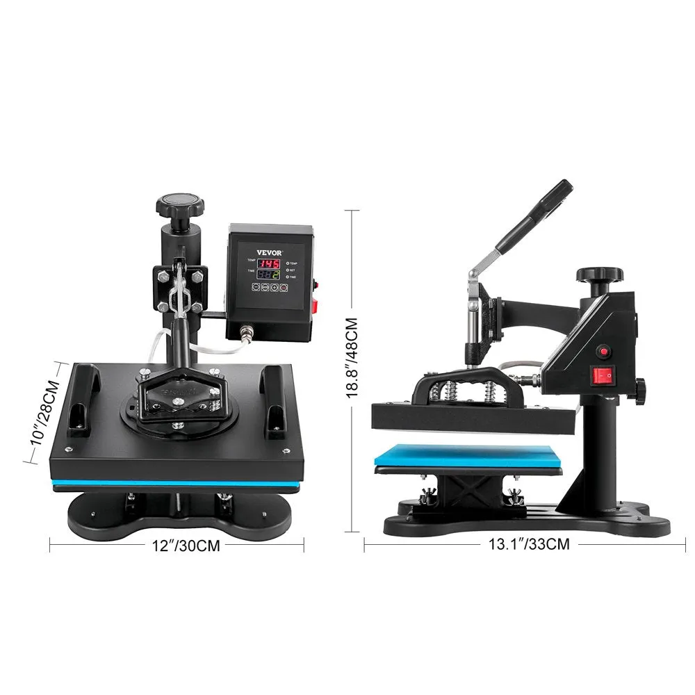 VEVOR 12X10 Inch Heat Press Dual Digital Heat Press Machine 650W Swing Away Heat Press T-Shirt Sublimation Printer Transfer 360 Degree Rotation for DIY T-Shirts