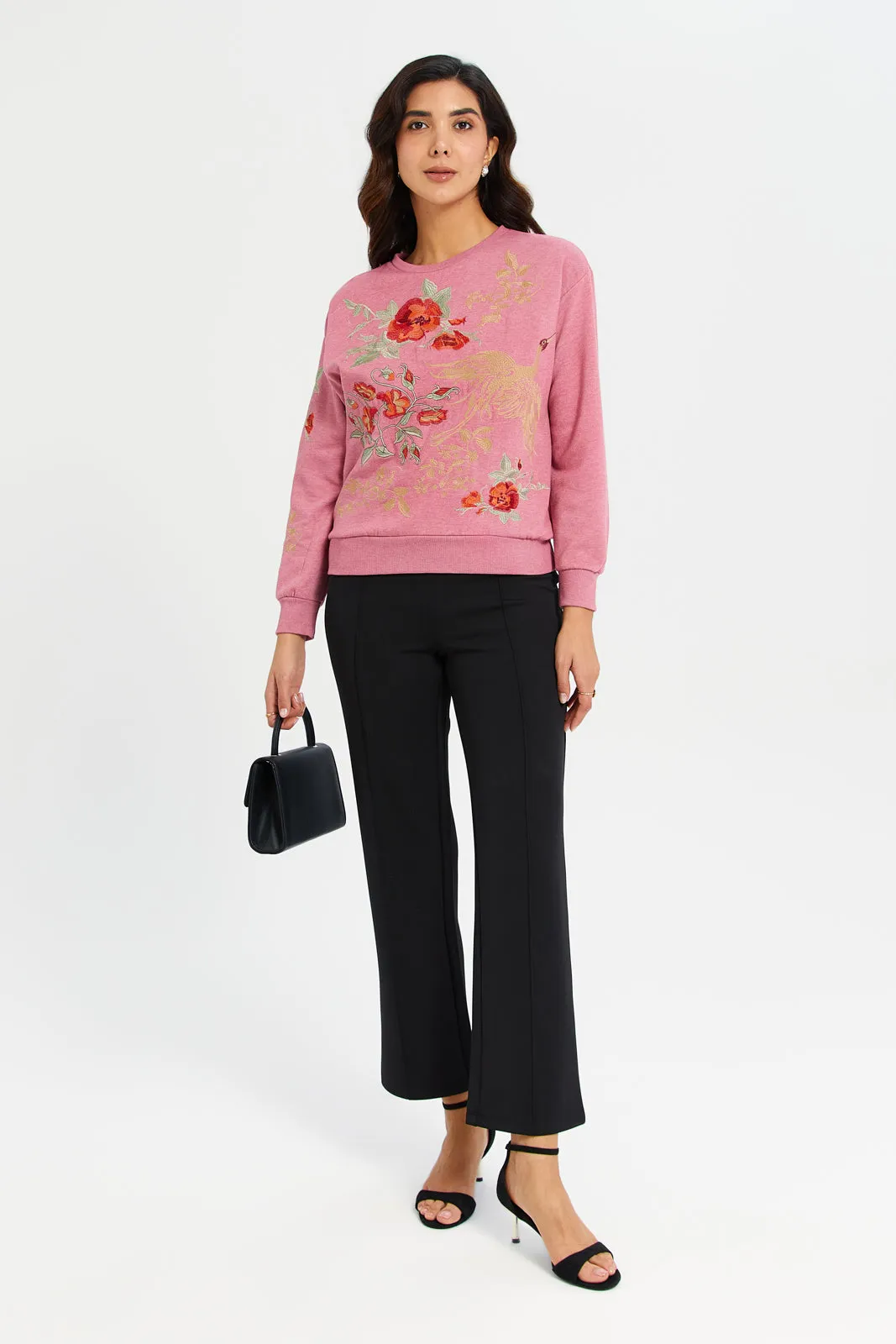 Women Mauve Printed Sweatshirt