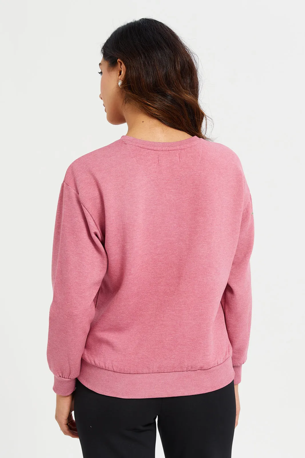 Women Mauve Printed Sweatshirt